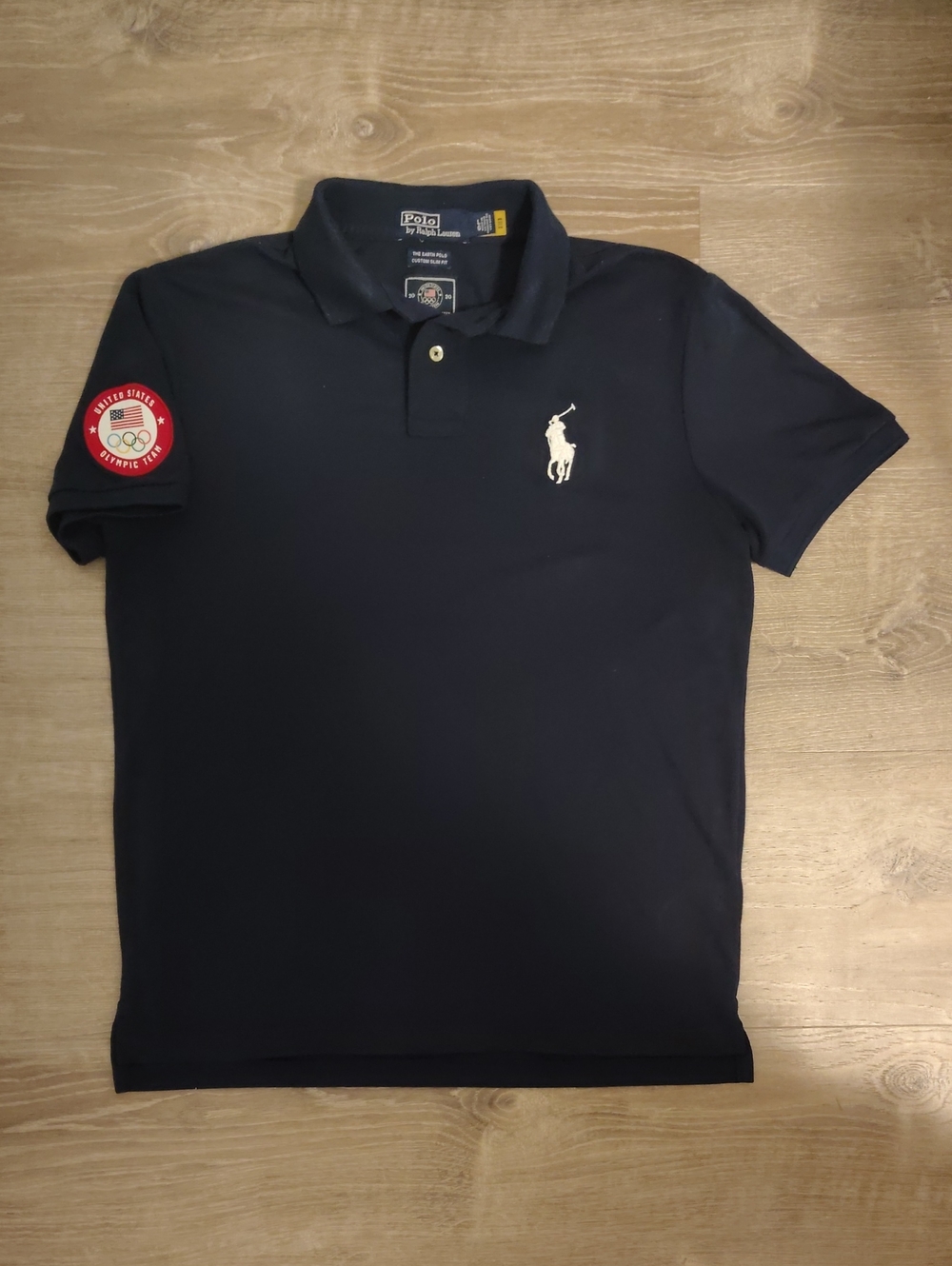 Polo by Ralph Lauren Navy Polo with White Pony and Red Sleeve Patch